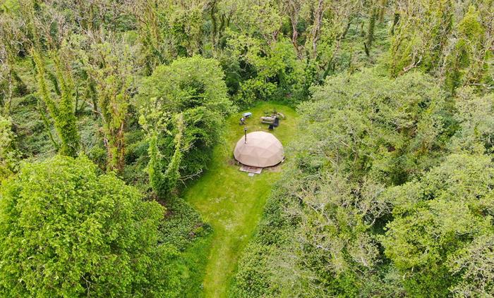 Geodesic dome aerial view